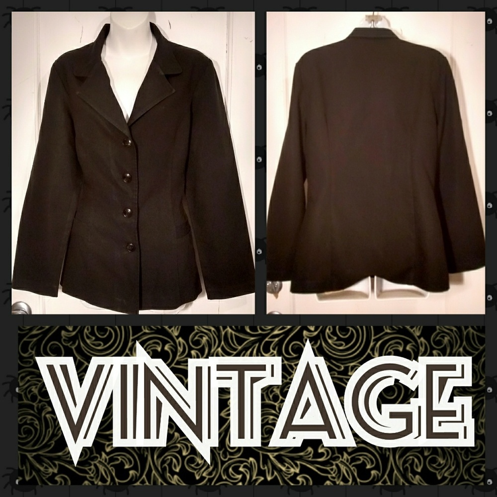 VTG 90s Black Button Front Blazer/Jacket Sz Large